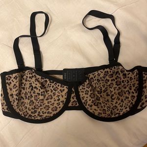 Cuup balconette underwire bra 36D leopard print NWOT